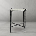 Thaddeus Metal Round Horn Marble Coffee Table & Side Table Hand-Forged Living Sofa Center Tea Table End Tables