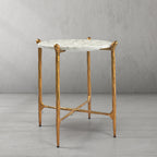Thaddeus Metal Round Horn Marble Coffee Table & Side Table Hand-Forged Living Sofa Center Tea Table End Tables