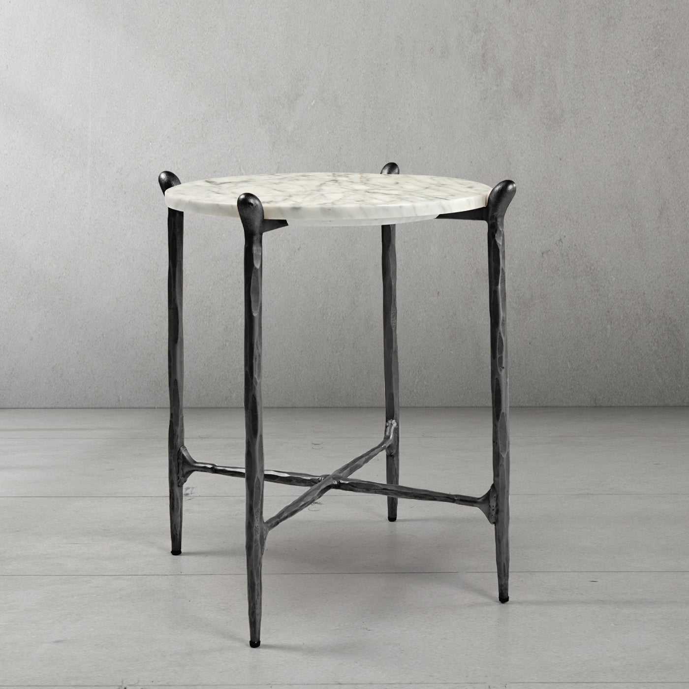 Thaddeus Metal Round Horn Marble Coffee Table & Side Table Hand-Forged Living Sofa Center Tea Table End Tables