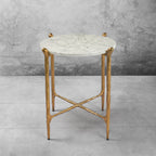 Thaddeus Metal Round Horn Marble Coffee Table & Side Table Hand-Forged Living Sofa Center Tea Table End Tables