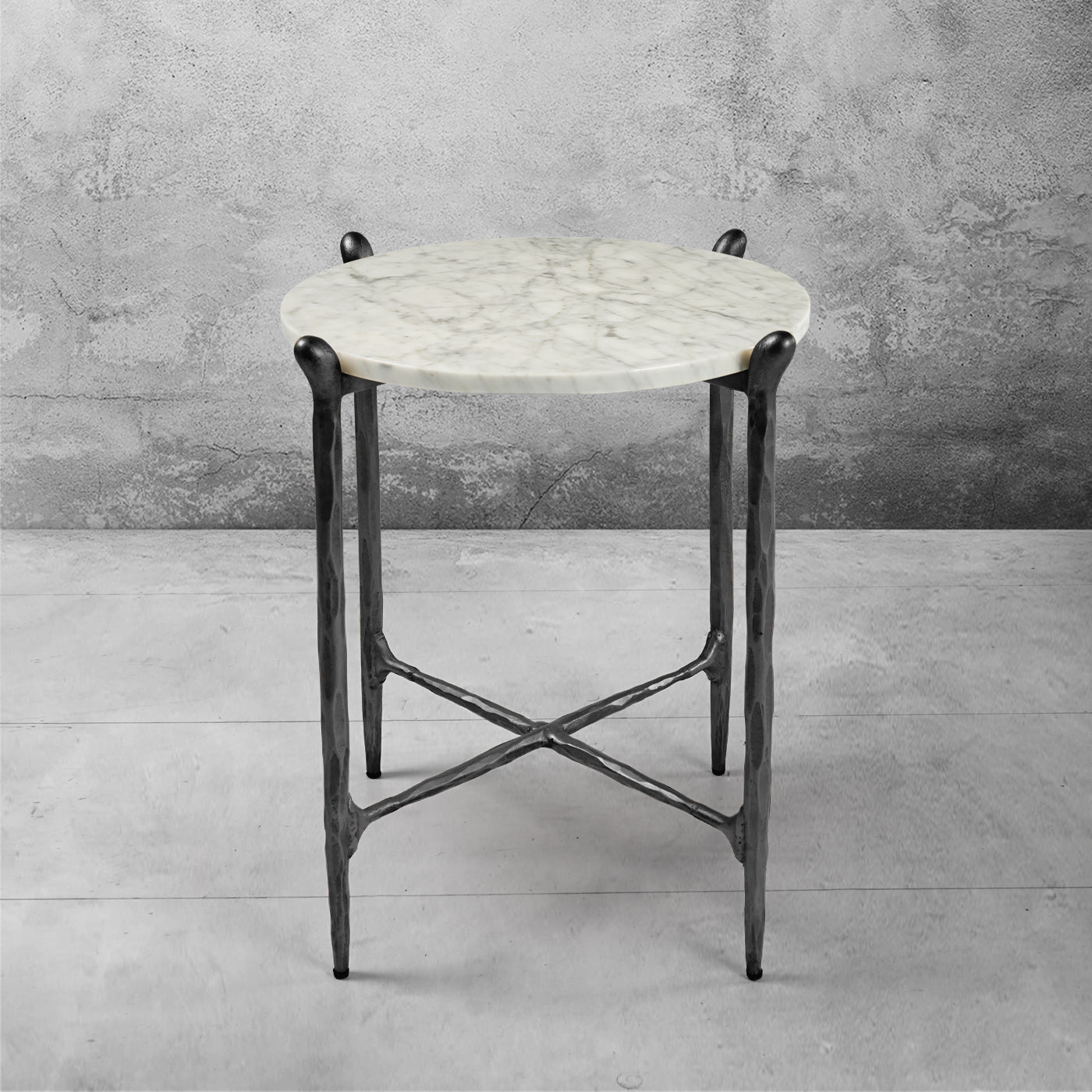 Thaddeus Metal Round Horn Marble Coffee Table & Side Table Hand-Forged Living Sofa Center Tea Table End Tables