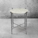 Thaddeus Metal Round Horn Marble Coffee Table & Side Table Hand-Forged Living Sofa Center Tea Table End Tables