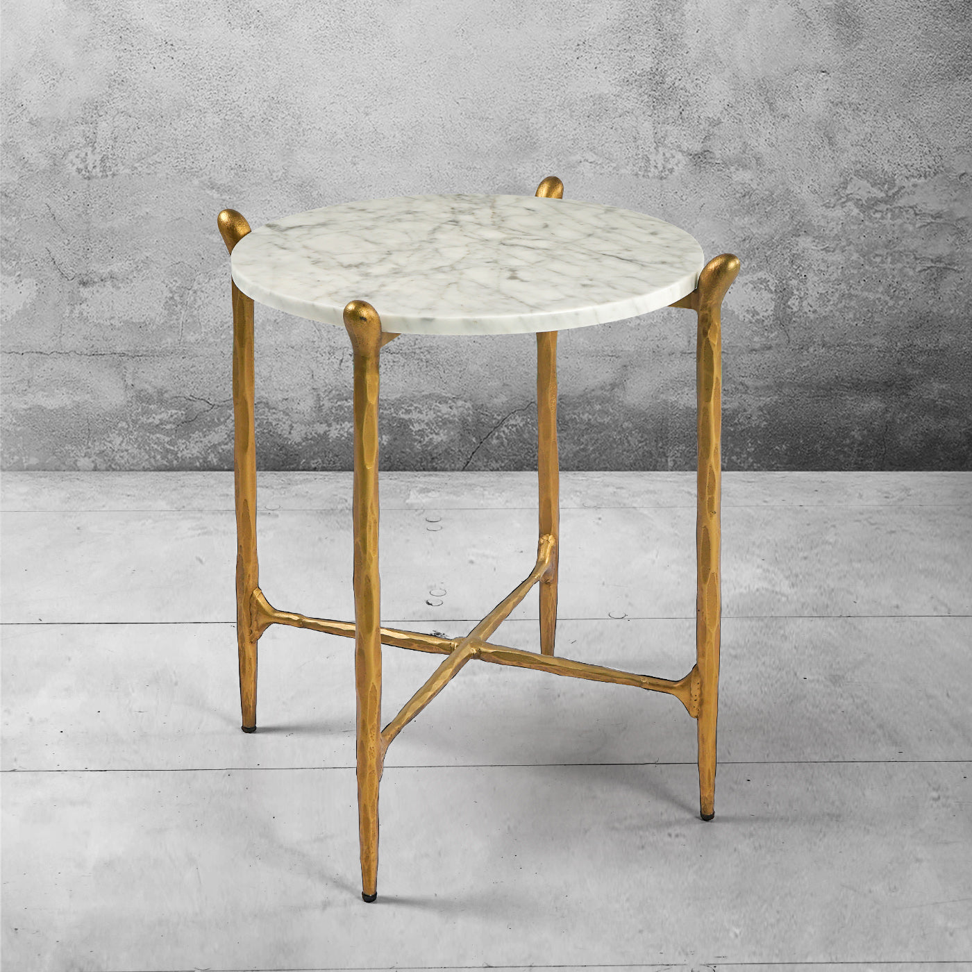 Thaddeus Metal Round Horn Marble Coffee Table & Side Table Hand-Forged Living Sofa Center Tea Table End Tables