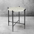 Thaddeus Metal Round Horn Marble Coffee Table & Side Table Hand-Forged Living Sofa Center Tea Table End Tables