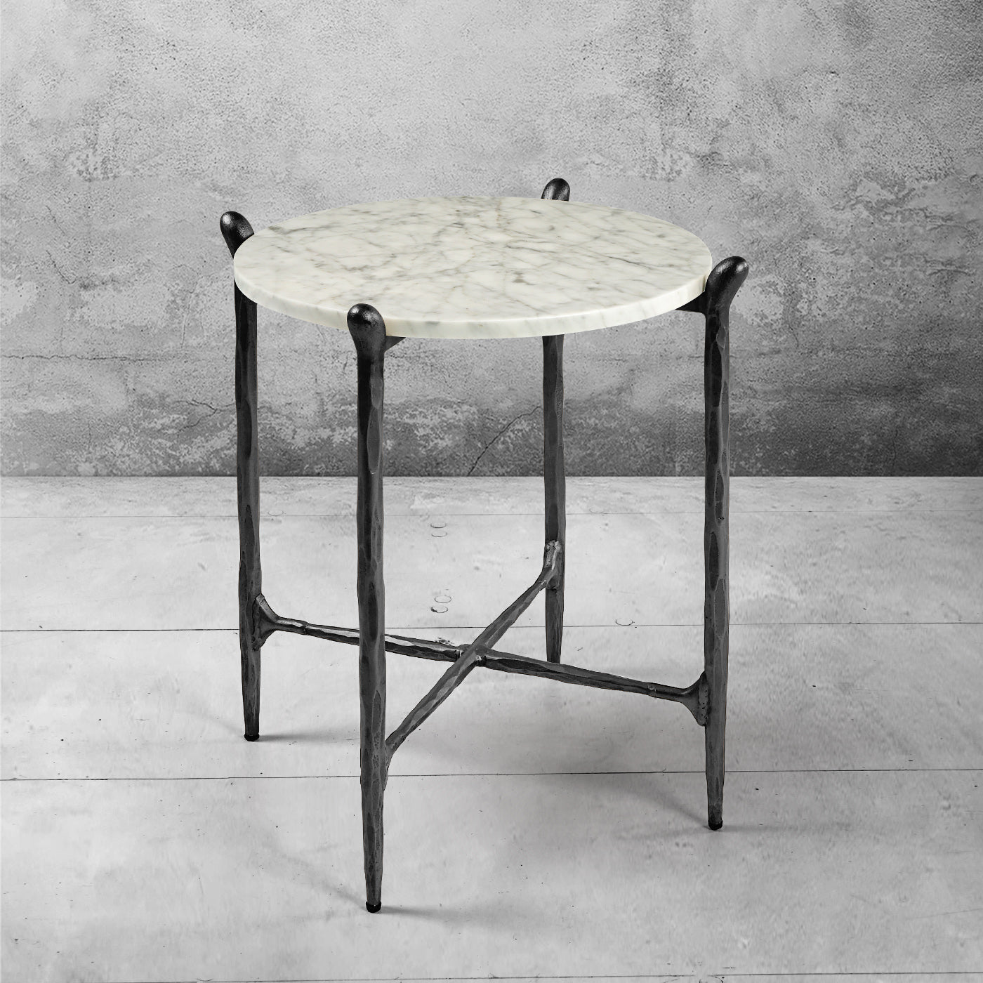 Thaddeus Metal Round Horn Marble Coffee Table & Side Table Hand-Forged Living Sofa Center Tea Table End Tables