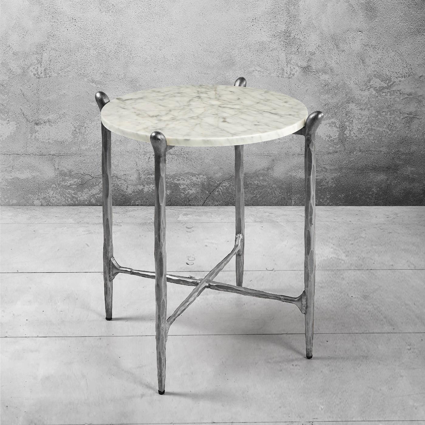 Thaddeus Metal Round Horn Marble Coffee Table & Side Table Hand-Forged Living Sofa Center Tea Table End Tables