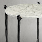 Thaddeus Metal Round Horn Marble Coffee Table & Side Table Hand-Forged Living Sofa Center Tea Table End Tables