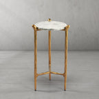 Thaddeus Metal Round Horn Marble Coffee Table & Side Table Hand-Forged Living Sofa Center Tea Table End Tables