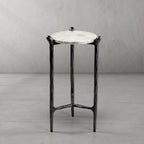 Thaddeus Metal Round Horn Marble Coffee Table & Side Table Hand-Forged Living Sofa Center Tea Table End Tables