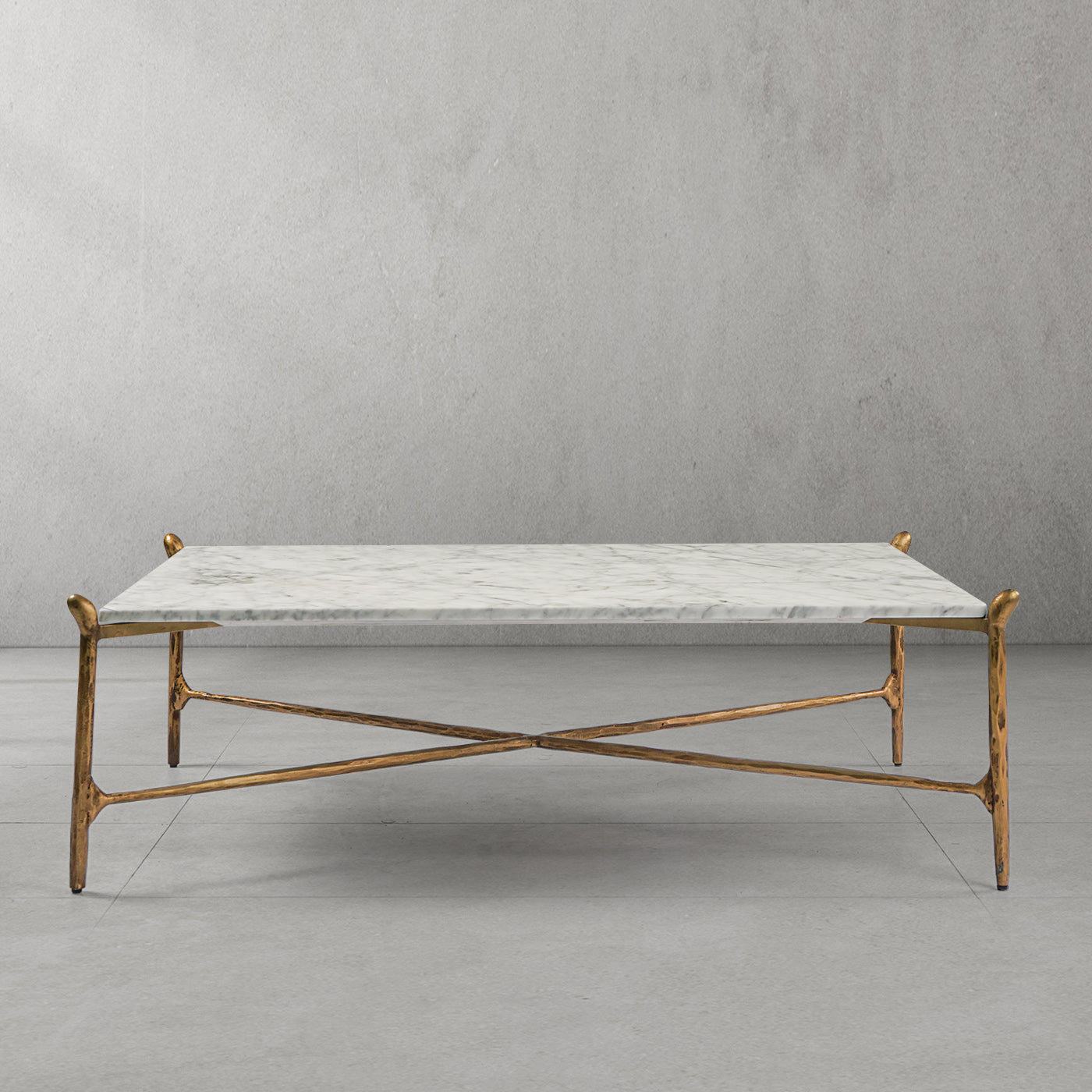 Thaddeus Metal Square Horn Marble Coffee Table Hand-Forged Living Sofa Center Tea Table