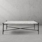 Thaddeus Metal Square Horn Marble Coffee Table Hand-Forged Living Sofa Center Tea Table