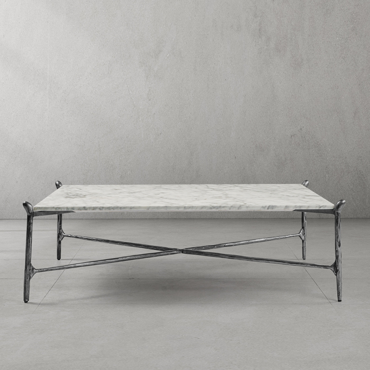 Thaddeus Metal Square Horn Marble Coffee Table Hand-Forged Living Sofa Center Tea Table