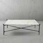 Thaddeus Metal Square Horn Marble Coffee Table Hand-Forged Living Sofa Center Tea Table