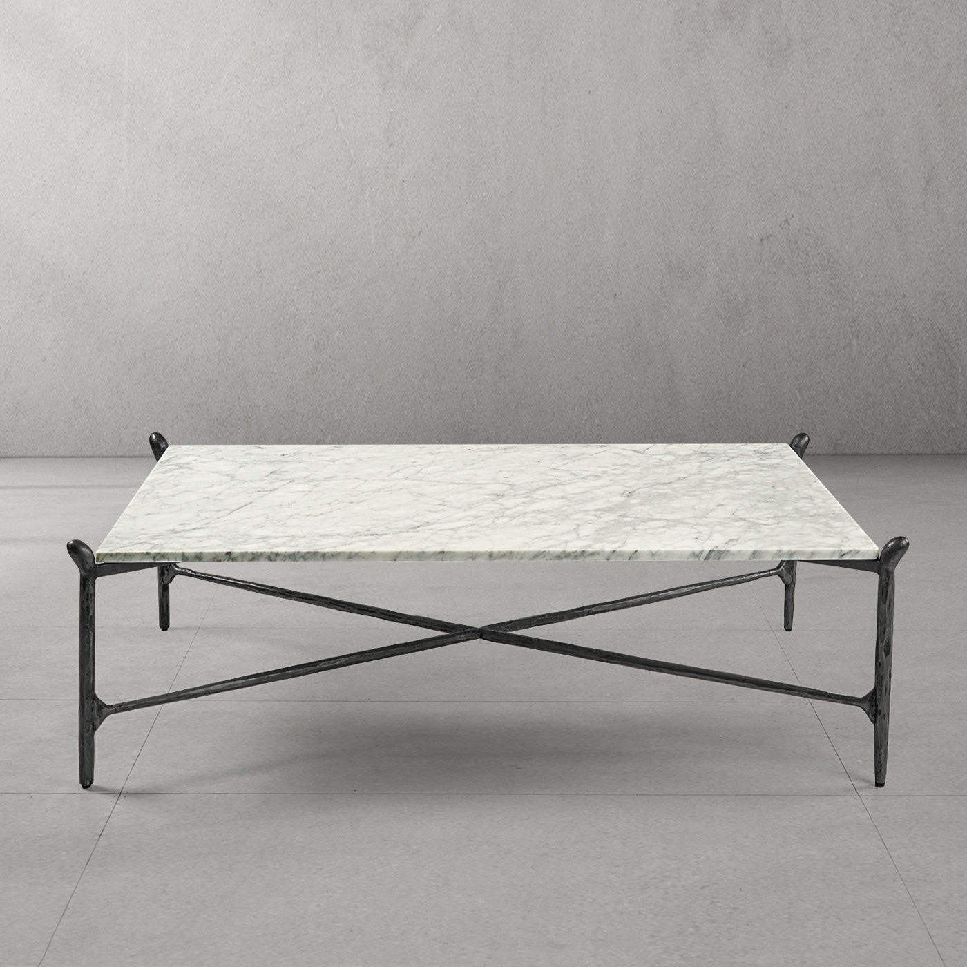 Thaddeus Metal Square Horn Marble Coffee Table Hand-Forged Living Sofa Center Tea Table
