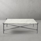 Thaddeus Metal Square Horn Marble Coffee Table Hand-Forged Living Sofa Center Tea Table
