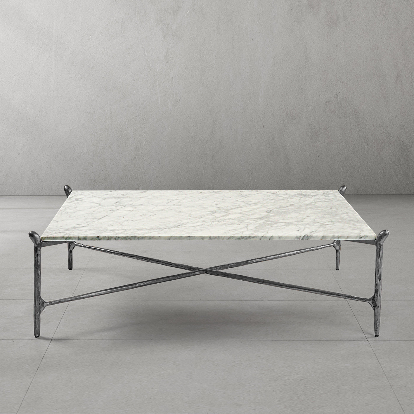 Thaddeus Metal Square Horn Marble Coffee Table Hand-Forged Living Sofa Center Tea Table