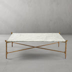 Thaddeus Metal Square Horn Marble Coffee Table Hand-Forged Living Sofa Center Tea Table