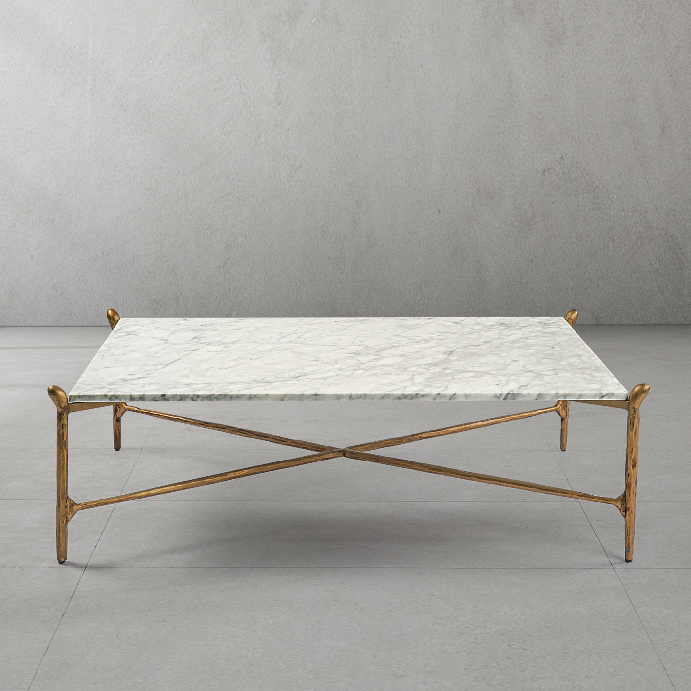 Thaddeus Metal Square Horn Marble Coffee Table Hand-Forged Living Sofa Center Tea Table