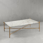 Thaddeus Metal Square Horn Marble Coffee Table Hand-Forged Living Sofa Center Tea Table
