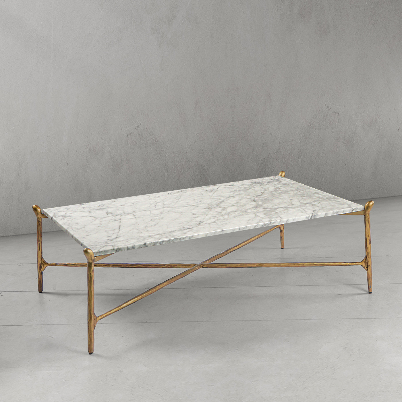 Thaddeus Metal Square Horn Marble Coffee Table Hand-Forged Living Sofa Center Tea Table