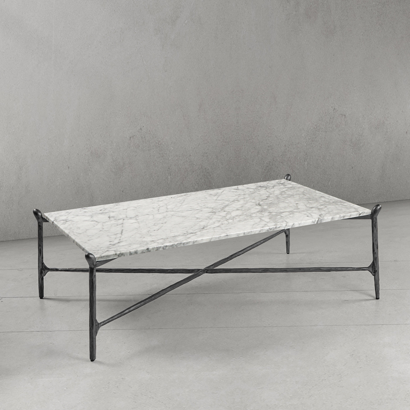 Thaddeus Metal Square Horn Marble Coffee Table Hand-Forged Living Sofa Center Tea Table