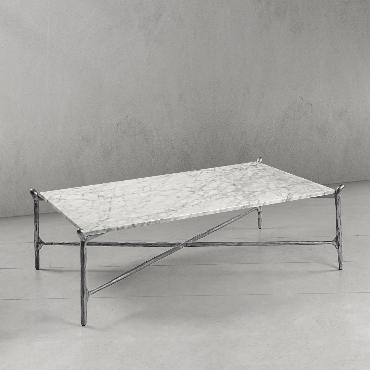 Thaddeus Metal Square Horn Marble Coffee Table Hand-Forged Living Sofa Center Tea Table