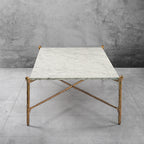 Thaddeus Metal Square Horn Marble Coffee Table Hand-Forged Living Sofa Center Tea Table