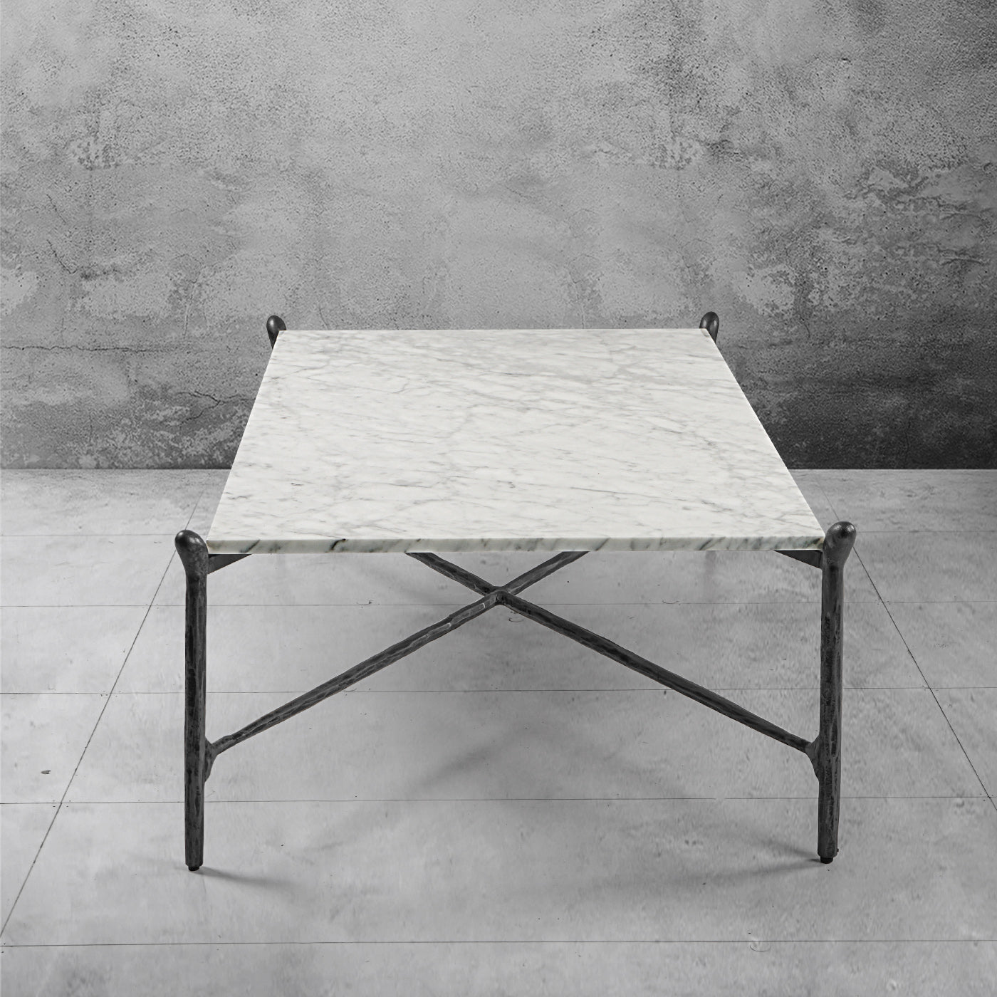 Thaddeus Metal Square Horn Marble Coffee Table Hand-Forged Living Sofa Center Tea Table