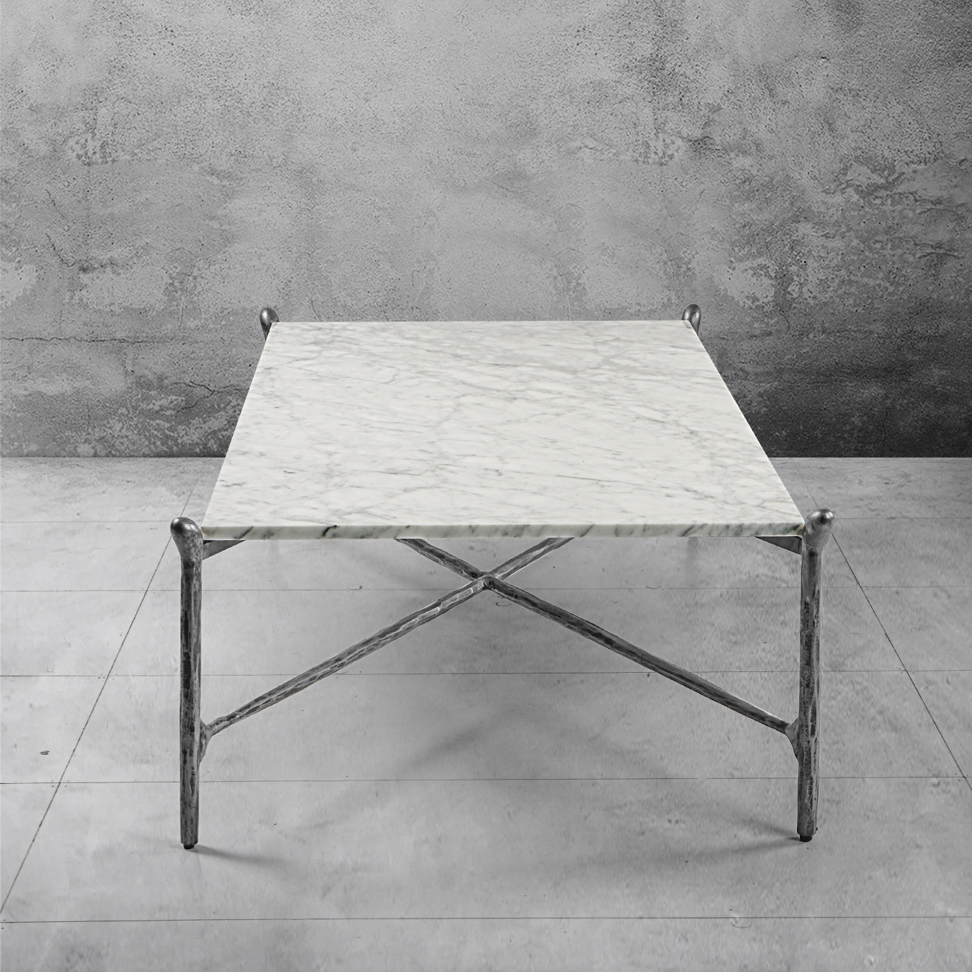 Thaddeus Metal Square Horn Marble Coffee Table Hand-Forged Living Sofa Center Tea Table