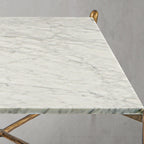 Thaddeus Metal Square Horn Marble Coffee Table Hand-Forged Living Sofa Center Tea Table