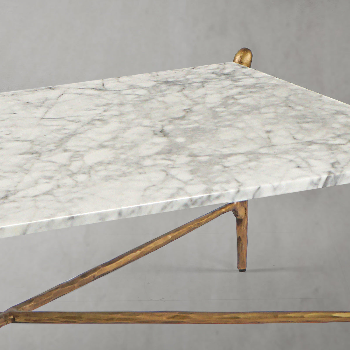 Thaddeus Metal Square Horn Marble Coffee Table Hand-Forged Living Sofa Center Tea Table