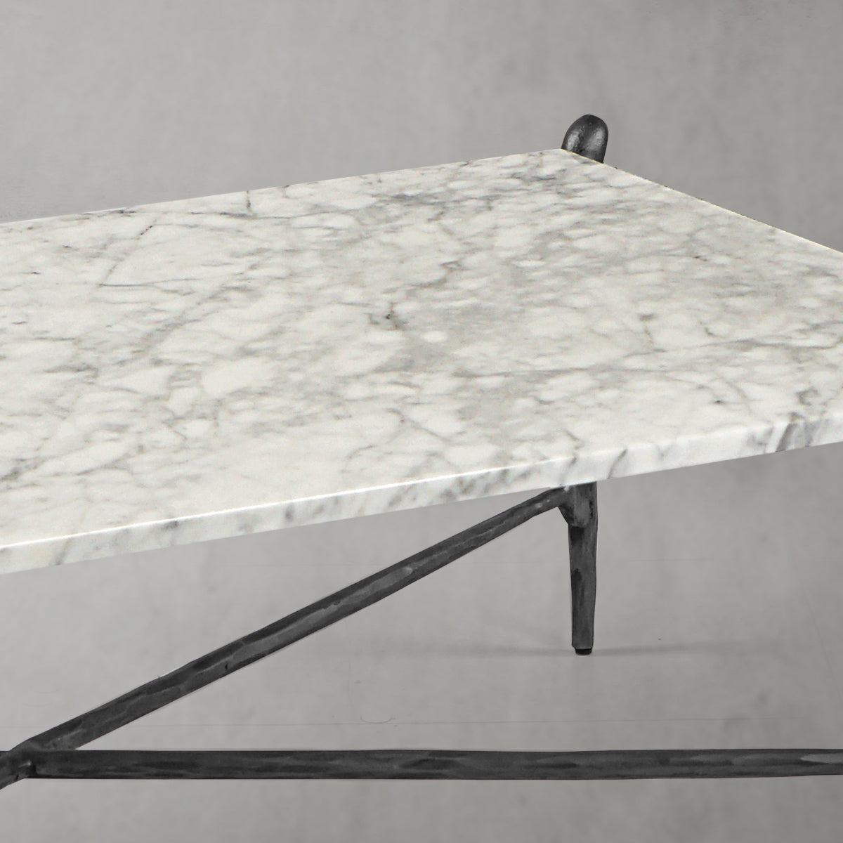 Thaddeus Metal Square Horn Marble Coffee Table Hand-Forged Living Sofa Center Tea Table