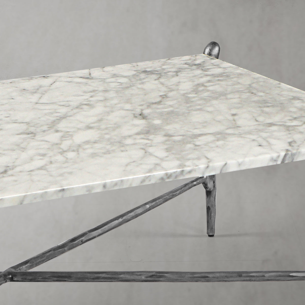 Thaddeus Metal Square Horn Marble Coffee Table Hand-Forged Living Sofa Center Tea Table