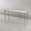 Thaddeus Metal Rectangle Horn Marble Console Table Hand-Forged Entryways Entrance Table