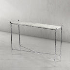 Thaddeus Metal Rectangle Horn Marble Console Table Hand-Forged Entryways Entrance Table