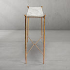 Thaddeus Metal Rectangle Horn Marble Console Table Hand-Forged Entryways Entrance Table