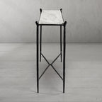 Thaddeus Metal Rectangle Horn Marble Console Table Hand-Forged Entryways Entrance Table