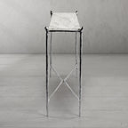 Thaddeus Metal Rectangle Horn Marble Console Table Hand-Forged Entryways Entrance Table
