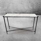 Thaddeus Metal Rectangle Horn Marble Console Table Hand-Forged Entryways Entrance Table