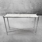 Thaddeus Metal Rectangle Horn Marble Console Table Hand-Forged Entryways Entrance Table