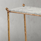 Thaddeus Metal Rectangle Horn Marble Console Table Hand-Forged Entryways Entrance Table