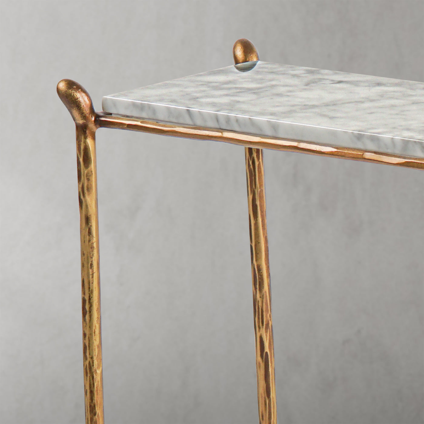 Thaddeus Metal Rectangle Horn Marble Console Table Hand-Forged Entryways Entrance Table