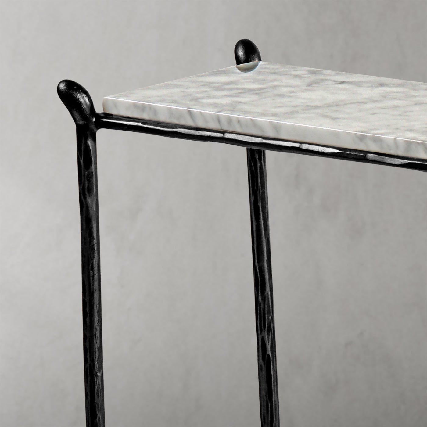 Thaddeus Metal Rectangle Horn Marble Console Table Hand-Forged Entryways Entrance Table