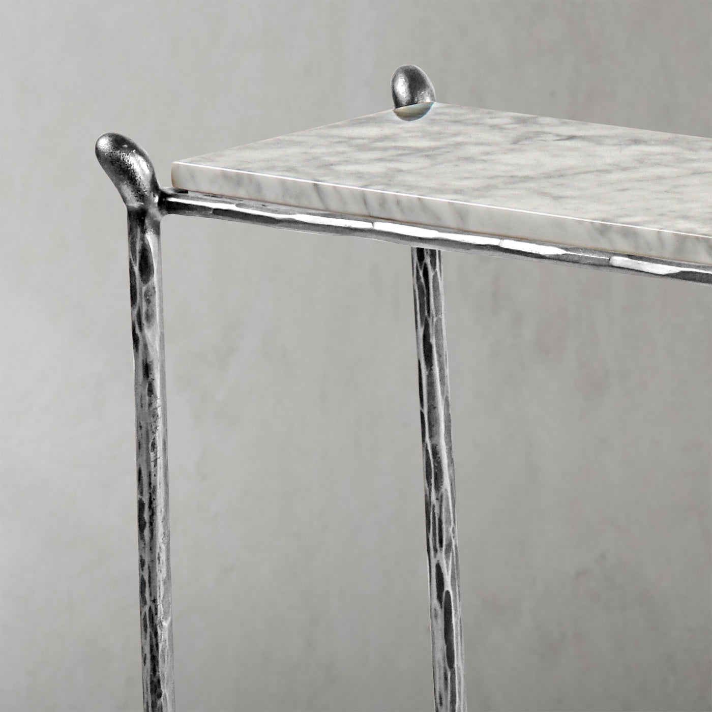 Thaddeus Metal Rectangle Horn Marble Console Table Hand-Forged Entryways Entrance Table