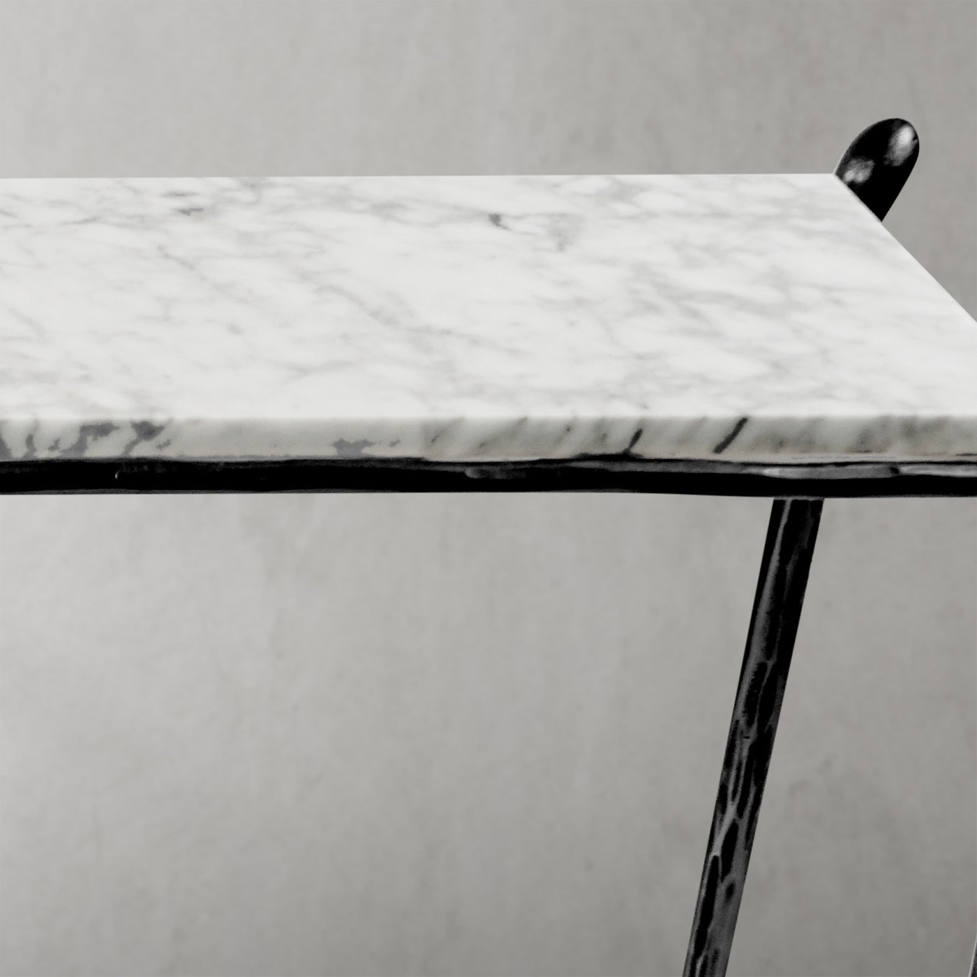 Thaddeus Metal Rectangle Horn Marble Console Table Hand-Forged Entryways Entrance Table