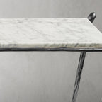 Thaddeus Metal Rectangle Horn Marble Console Table Hand-Forged Entryways Entrance Table