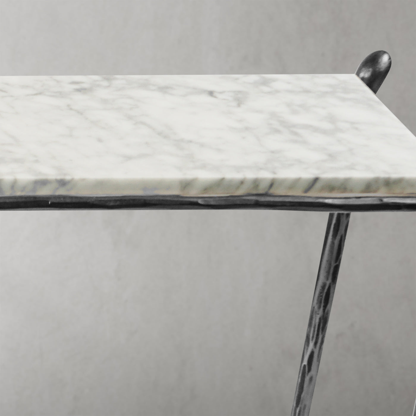 Thaddeus Metal Rectangle Horn Marble Console Table Hand-Forged Entryways Entrance Table