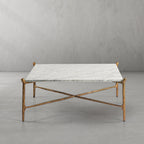 Thaddeus Metal Square Horn Marble Coffee Table Hand-Forged Living Sofa Center Tea Table