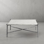 Thaddeus Metal Square Horn Marble Coffee Table Hand-Forged Living Sofa Center Tea Table