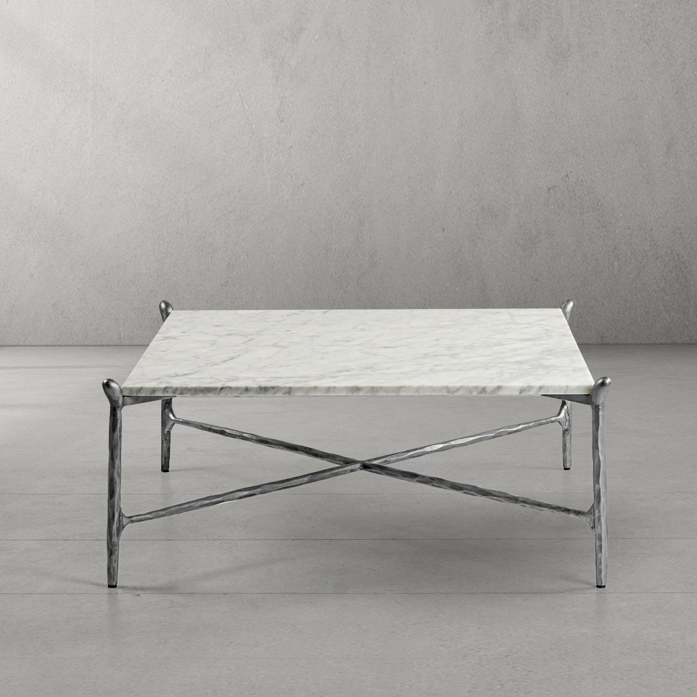 Thaddeus Metal Square Horn Marble Coffee Table Hand-Forged Living Sofa Center Tea Table